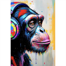 Lade das Bild in den Galerie-Viewer, Spannrahmenbild Affe mit Kopfhörer Graffiti Hochformat