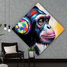 Lade das Bild in den Galerie-Viewer, Poster Affe mit Kopfhörer Graffiti Raute