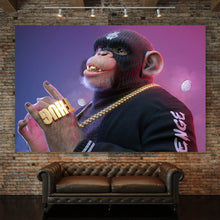 Lade das Bild in den Galerie-Viewer, Aluminiumbild Affe mit Maske Thug Querformat