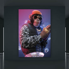 Lade das Bild in den Galerie-Viewer, Aluminiumbild Affe mit Mütze Swag Hochformat