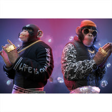 Lade das Bild in den Galerie-Viewer, Aluminiumbild gebürstet Affen Thug and Swag Querformat