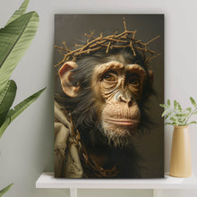 Lade das Bild in den Galerie-Viewer, Spannrahmenbild Affengesicht mit Dornenkranz Hochformat