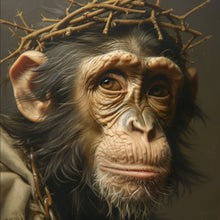 Lade das Bild in den Galerie-Viewer, Acrylglasbild Affengesicht mit Dornenkranz Quadrat