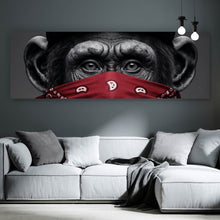 Lade das Bild in den Galerie-Viewer, Spannrahmenbild Affenporträt mit Bandana Panorama