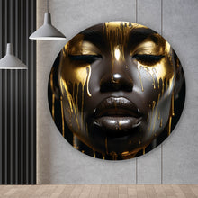Lade das Bild in den Galerie-Viewer, Aluminiumbild gebürstet African Gold Woman Kreis