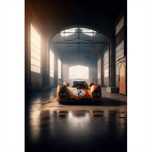 Lade das Bild in den Galerie-Viewer, Leinwandbild Alter Rennwagen und Fahrer mit Helm Hochformat