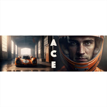 Lade das Bild in den Galerie-Viewer, Leinwandbild Alter Rennwagen und Fahrer mit Helm Panorama