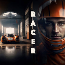 Lade das Bild in den Galerie-Viewer, Poster Alter Rennwagen und Fahrer mit Helm Quadrat