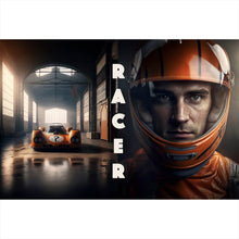 Lade das Bild in den Galerie-Viewer, Poster Alter Rennwagen und Fahrer mit Helm Querformat