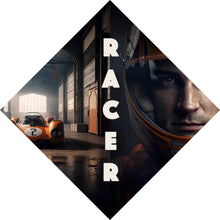 Lade das Bild in den Galerie-Viewer, Acrylglasbild Alter Rennwagen und Fahrer mit Helm Raute