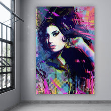 Lade das Bild in den Galerie-Viewer, Leinwandbild Amy im Raster Pop Art Stil Hochformat