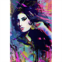 Lade das Bild in den Galerie-Viewer, Leinwandbild Amy im Raster Pop Art Stil Hochformat