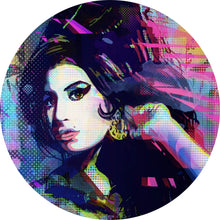 Lade das Bild in den Galerie-Viewer, Aluminiumbild gebürstet Amy im Raster Pop Art Stil Kreis