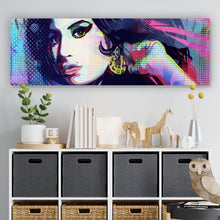 Lade das Bild in den Galerie-Viewer, Leinwandbild Amy im Raster Pop Art Stil Panorama