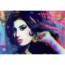 Lade das Bild in den Galerie-Viewer, Leinwandbild Amy im Raster Pop Art Stil Querformat