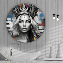 Lade das Bild in den Galerie-Viewer, Aluminiumbild Anmutige Königin in Schwarz-Weiß mit bunten Akzenten Kreis
