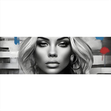 Lade das Bild in den Galerie-Viewer, Aluminiumbild gebürstet Anmutige Königin in Schwarz-Weiß mit bunten Akzenten Panorama