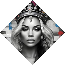 Lade das Bild in den Galerie-Viewer, Leinwandbild Anmutige Königin in Schwarz-Weiß mit bunten Akzenten Raute