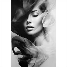 Lade das Bild in den Galerie-Viewer, Leinwandbild Anmutiges Frauen Portrait Schwarz Weiß Hochformat