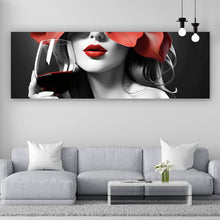 Lade das Bild in den Galerie-Viewer, Acrylglasbild Anmutiges Frauenportrait mit Rotweinglas Panorama