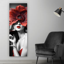 Lade das Bild in den Galerie-Viewer, Poster Anmutiges Frauenportrait mit Rotweinglas Panorama Hoch