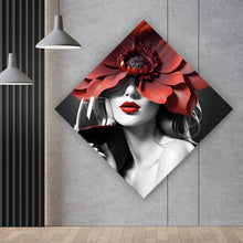 Lade das Bild in den Galerie-Viewer, Poster Anmutiges Frauenportrait mit Rotweinglas Raute