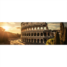 Lade das Bild in den Galerie-Viewer, Aluminiumbild gebürstet Antikes Kolosseum in der Abendsonne Panorama