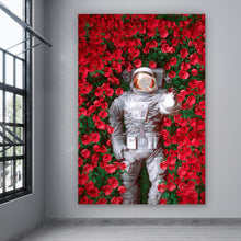 Lade das Bild in den Galerie-Viewer, Acrylglasbild Astronaut zwischen Rosen Hochformat