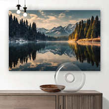 Lade das Bild in den Galerie-Viewer, Spannrahmenbild Atemberaubende Landschaft mit Bergen und See Querformat