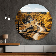 Lade das Bild in den Galerie-Viewer, Aluminiumbild gebürstet Atemberaubende Landschaft mit malerischen Bäumen Kreis