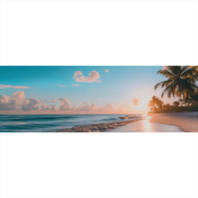 Lade das Bild in den Galerie-Viewer, Aluminiumbild Atemberaubende Strandlandschaft mit Palmen und Wellen Panorama