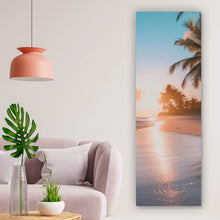 Lade das Bild in den Galerie-Viewer, Leinwandbild Atemberaubende Strandlandschaft mit Palmen und Wellen Panorama Hoch