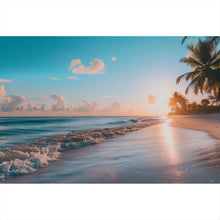 Lade das Bild in den Galerie-Viewer, Poster Atemberaubende Strandlandschaft mit Palmen und Wellen Querformat