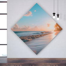 Lade das Bild in den Galerie-Viewer, Spannrahmenbild Atemberaubende Strandlandschaft mit Palmen und Wellen Raute