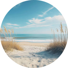 Lade das Bild in den Galerie-Viewer, Aluminiumbild gebürstet Atemberaubender Strand mit sanften Wellen Kreis