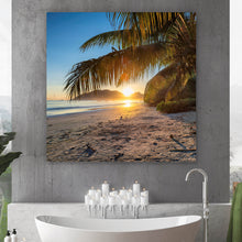 Lade das Bild in den Galerie-Viewer, Leinwandbild Atemberaubender Strand Sonnenuntergang Quadrat