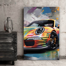Lade das Bild in den Galerie-Viewer, Poster Auffälliger bunter Rennwagen Abstrakt Hochformat