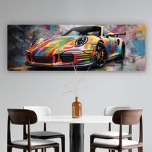Lade das Bild in den Galerie-Viewer, Acrylglasbild Auffälliger bunter Rennwagen Abstrakt Panorama