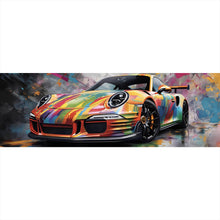 Lade das Bild in den Galerie-Viewer, Acrylglasbild Auffälliger bunter Rennwagen Abstrakt Panorama