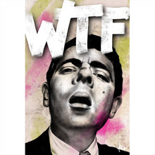 Lade das Bild in den Galerie-Viewer, Spannrahmenbild Ausdrucksstarke Illustration mit großem WTF Schriftzug Hochformat