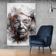 Lade das Bild in den Galerie-Viewer, Leinwandbild Ausdrucksstarkes Porträt einer älteren Frau künstlerisch gestaltet No.2 Hochformat