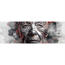 Lade das Bild in den Galerie-Viewer, Leinwandbild Ausdrucksstarkes Porträt einer älteren Frau künstlerisch gestaltet No.2 Panorama
