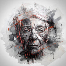 Lade das Bild in den Galerie-Viewer, Poster Ausdrucksstarkes Porträt einer älteren Frau künstlerisch gestaltet No.2 Quadrat