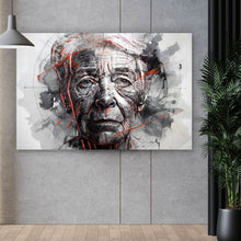 Lade das Bild in den Galerie-Viewer, Leinwandbild Ausdrucksstarkes Porträt einer älteren Frau künstlerisch gestaltet No.2 Querformat