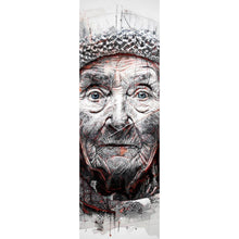 Lade das Bild in den Galerie-Viewer, Aluminiumbild Ausdrucksstarkes Porträt einer älteren Frau künstlerisch gestaltet Panorama Hoch