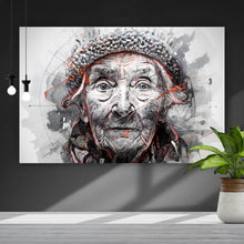 Lade das Bild in den Galerie-Viewer, Acrylglasbild Ausdrucksstarkes Porträt einer älteren Frau künstlerisch gestaltet Querformat