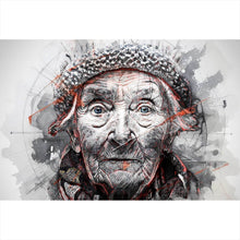 Lade das Bild in den Galerie-Viewer, Acrylglasbild Ausdrucksstarkes Porträt einer älteren Frau künstlerisch gestaltet Querformat