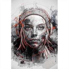 Lade das Bild in den Galerie-Viewer, Leinwandbild Ausdrucksstarkes Porträt einer jungen Frau künstlerisch gestaltet Hochformat