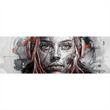 Lade das Bild in den Galerie-Viewer, Acrylglasbild Ausdrucksstarkes Porträt einer jungen Frau künstlerisch gestaltet Panorama