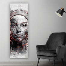 Lade das Bild in den Galerie-Viewer, Acrylglasbild Ausdrucksstarkes Porträt einer jungen Frau künstlerisch gestaltet Panorama Hoch